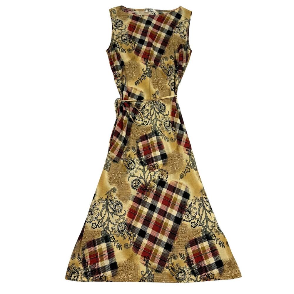 Y2K Papaya Womens Paisley Plaid Fall Print Dress